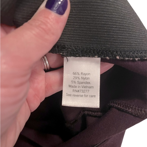 Nine West Burgundy Maroon Wine Ponte Skinny Front Seam Work Leggings Academia XL - Picture 5 of 9